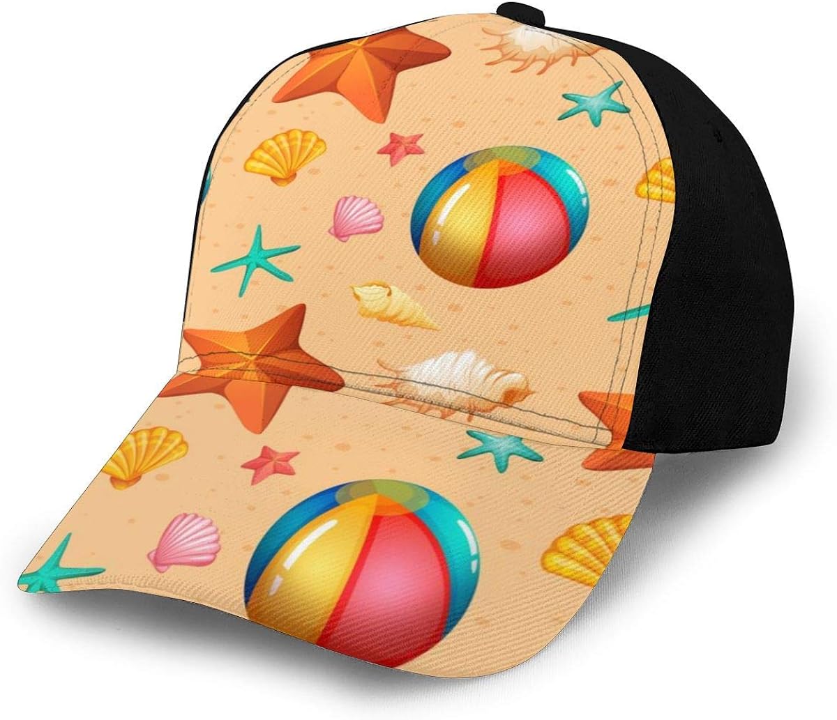 Beach Volleyball Starfish Classic Baseball Cap Men Women Dad Hat Twill Adjustable Size Black