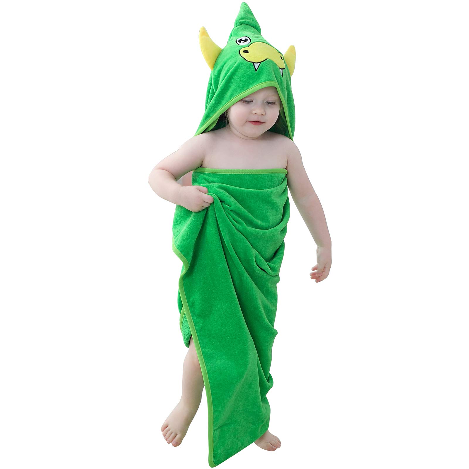COOKY.D Unisex Baby Toddler Kids Animal Hooded Cotton Shower Beach Bath Towel Swimming Robe, 0-6 Years Old, 90x90cm, Green