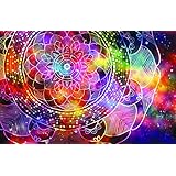 Bless International Indian Hippie Bohemian Wall Hanging Bedding Polyester Tapestry (Retro Burst) (84x54 Inches) (215x140 cm)