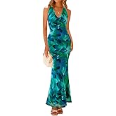 ZESICA Women's 2026 Summer Halter Neck Floral Print Maxi Dress Sleeveless Backless Wedding Guest Party Bodycon Long Dresses