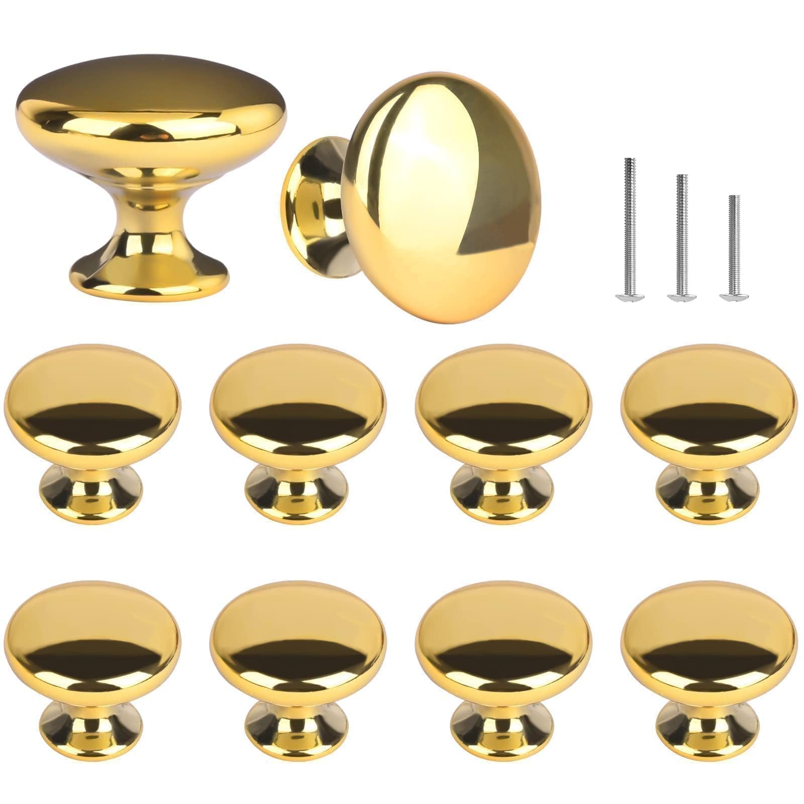 ShipeeKin Gold Drawer Knobs 10 Pack, Round Gold Cabinet Knob 30mm for Kitchen Bathroom Dresser Bedroom Closet — image 1