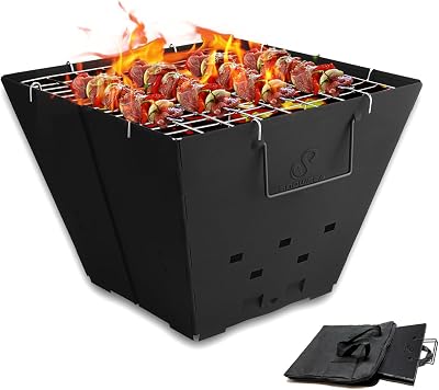 Snowpea Portable Fire Pit with Carry Bag, Collapsible Iron Bowl FP-01
