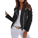 Mokayee Womens Long Sleeve Fall Fashion Suede Faux Leather Jackets Open Front Cropped Winter Coat