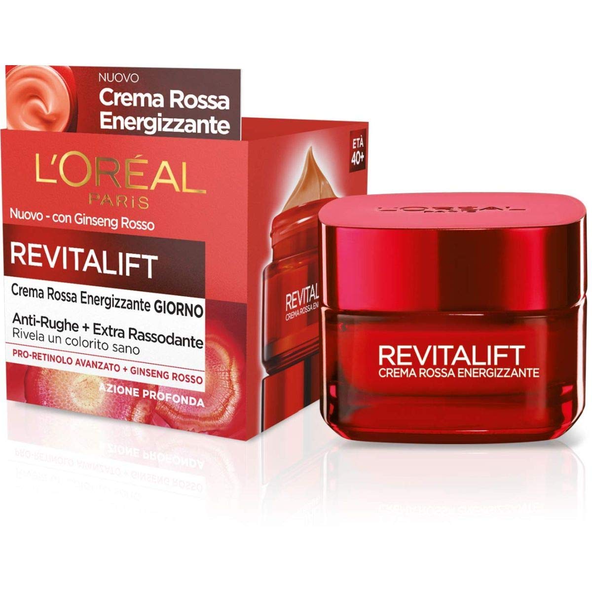 L'Oréal Paris Energising Anti-Wrinkle Revitalift Day Face Cream, Extra Firming Formula Enriched with Red Ginseng and Advanced Pro-Retinol, 50 ml