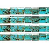 Miyuki TILA Beads 5x5mm 2 Hole TL4514V Turquoise w/Brown Picasso Opaque 5.2Gms Vial of Japanese Glass Beads