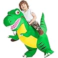 COMIN Inflatable Dinosaur Costume Kids Halloween Blow up Costumes Boys Girls Funny Riding T Rex Air Green Costume Party