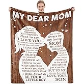 Mom Gifts from Son Christmas Mom Blanket Soft Flannel Throw Blanket Presents for Mother Birthday Mother's Day Throw Blanket Wood 50" x 60"