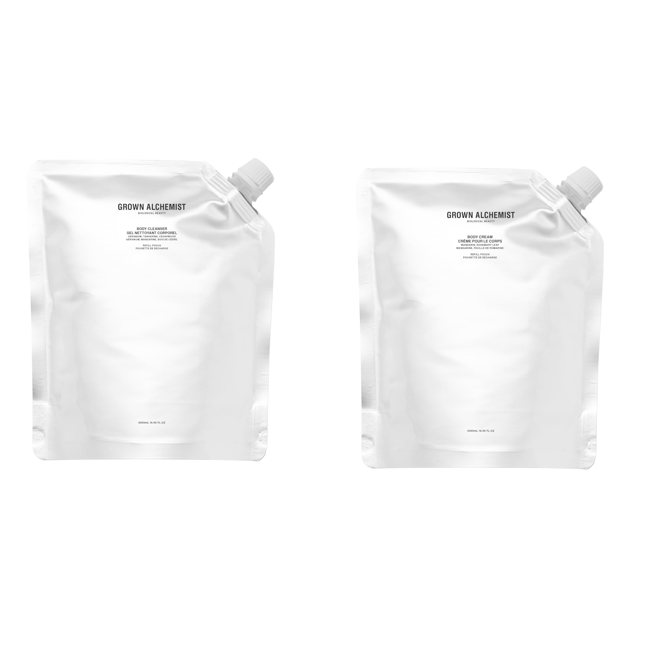 Grown Alchemist Body Cleanser and Body Cream Duo, 500 ml Pack of 2 Refill - Organic Wash, Sensitive Exfoliating and Deeply Hydrating Moisturiser, Sooth Dry Skin, Firming, Skin Tightening Cream