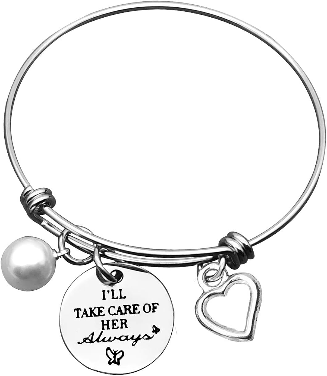 Mother In Law Charm Bracelet Adjustable Stainless Steel Bangle for