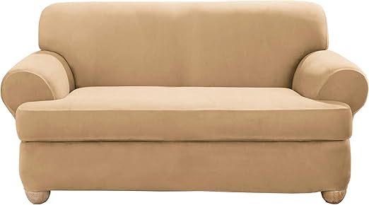 Amazon Com Surefit Stretch Suede Loveseat Slipcover Camel