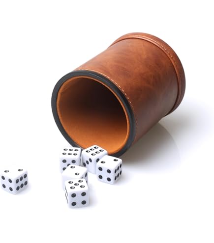 Tasse à Dés En Cuir Synthétique Avec Couvercle Assorti – 6 Dés Inclus, Doublure Feutre Anti-bruit, Pour Yahtzee, Farkle, Liar's Dice Et Plus