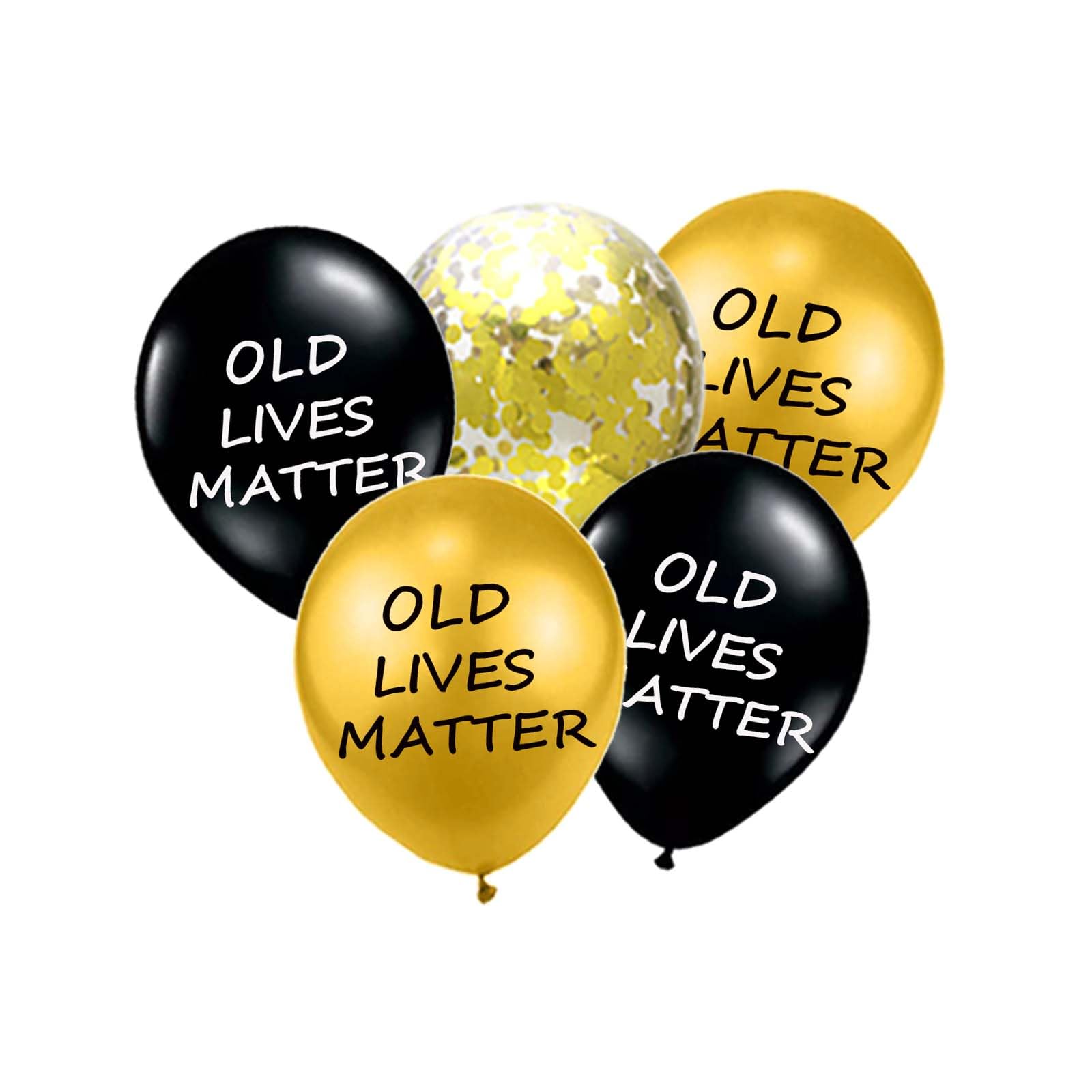 Photo 1 of 26Packs Funny Birthday Balloons, Old Lives Matter Black Gold Latex Confetti Balloons for Men Old Ages Birthday Retirement 40th 50th 60th 70th 80th Party Supplies