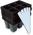 9GreenBox - Seedling Starter Trays, 144 Cells: (24 Trays; 6-cells Per Tray), Plus 5 Plant Labels