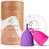 WE KEEO Reusable Menstrual Cup Made from Soft Medical-Grade Silicone | Period Cup with Leak-Free 12 Hour Protection | Holds Up to 6 Super Tampons | Comfortable, Flexible and Hypoallergenic Design