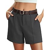 Feiersi Womens Casual High Waisted Elastic Waist Wide Leg Tailored Shorts Pleated Trendy Dressy Work Trouser Shorts