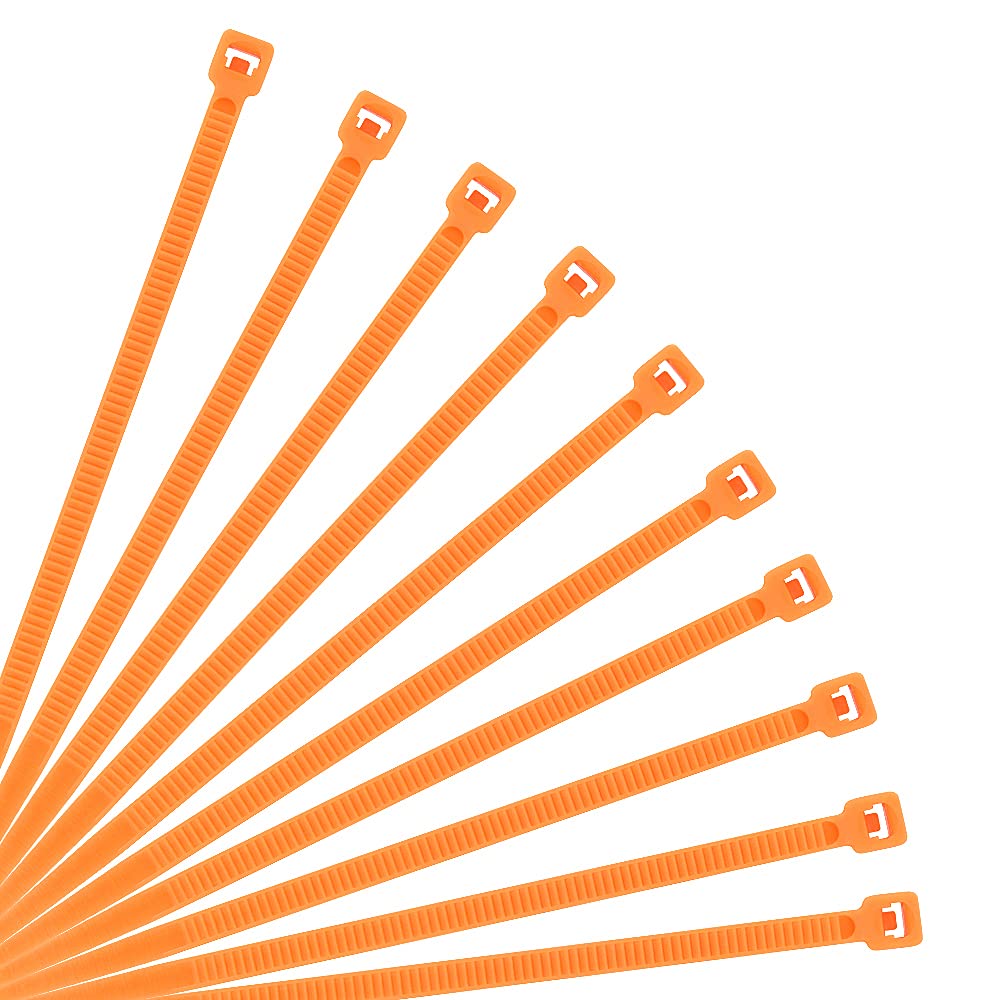 XINGO Orange Cable Ties Pack of 500, 250mm x 3.6mm,Premium Nylon Durable Zip Ties, Self-Locking UV Resistant Nylon Plastic Wire Ties for indoor and outdoor
