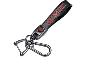 Goshinety Genuine Leather Car Keychain for GMC Sierra Denali Canyon Terrain Yukon Jimmy Acadia Car Key Chain for Men and Women Family Present Key Ring Accessories(Black)