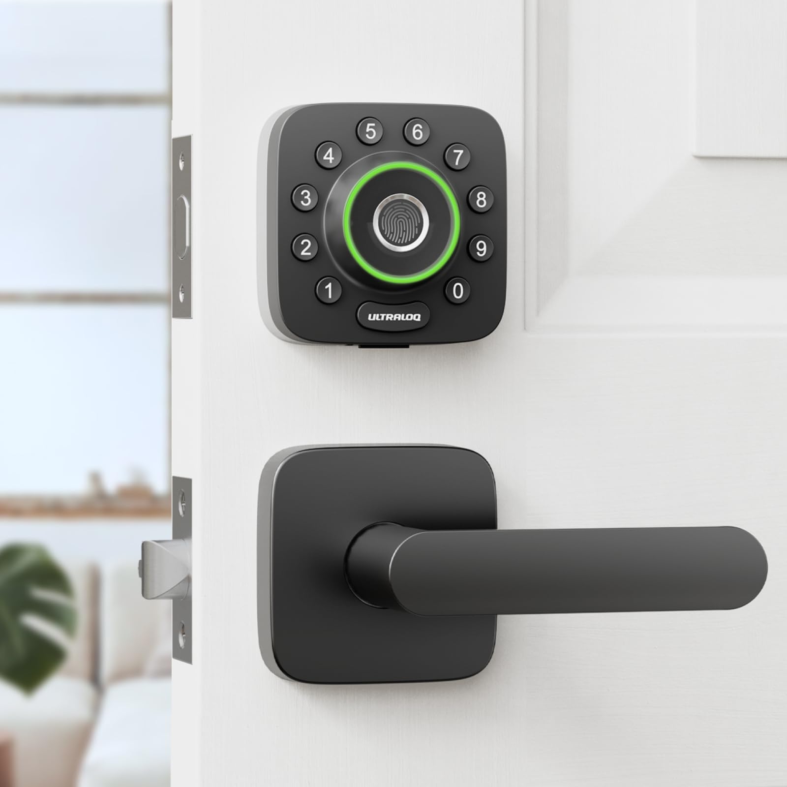 Photo 1 of ULTRALOQ U-Bolt Pro WiFi Smart Lock with Handle, Fingerprint Smart Front Door Lock Set with Sensor, Keyless Entry Deadbolt with 2 Lever Handles, Auto Unlock, App Control, ANSI Grade 1, Easy Install
