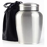 Large Stainless Steel Silver Urn for Ashes Adult Male & Female Cremation Urn for Women Decorative Urn for Human Ashes
