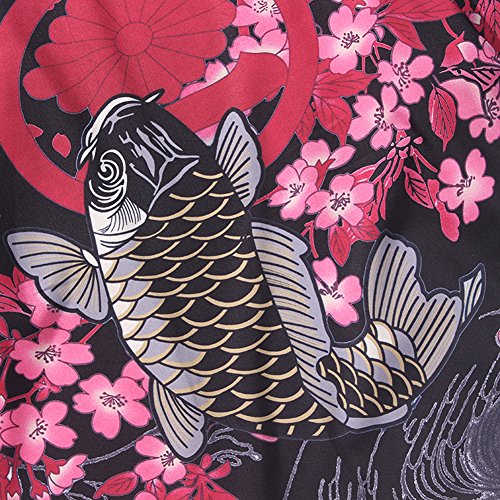 LifeHe Men's Kimono Japanese Floral Printed Kimono Cardigan Jackets Streetwear (White, M)