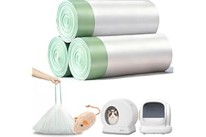 KROPBOM 60 Count Thick Self-Cleaning Cat Litter Box Liners Bag Fit For MW-SC01/MW-SC02/MW-LR01, Drawstring Heavy Duty Pet Litter Receptacles Bags Compatible with Automatic Cat Litter Box-18" * 12"