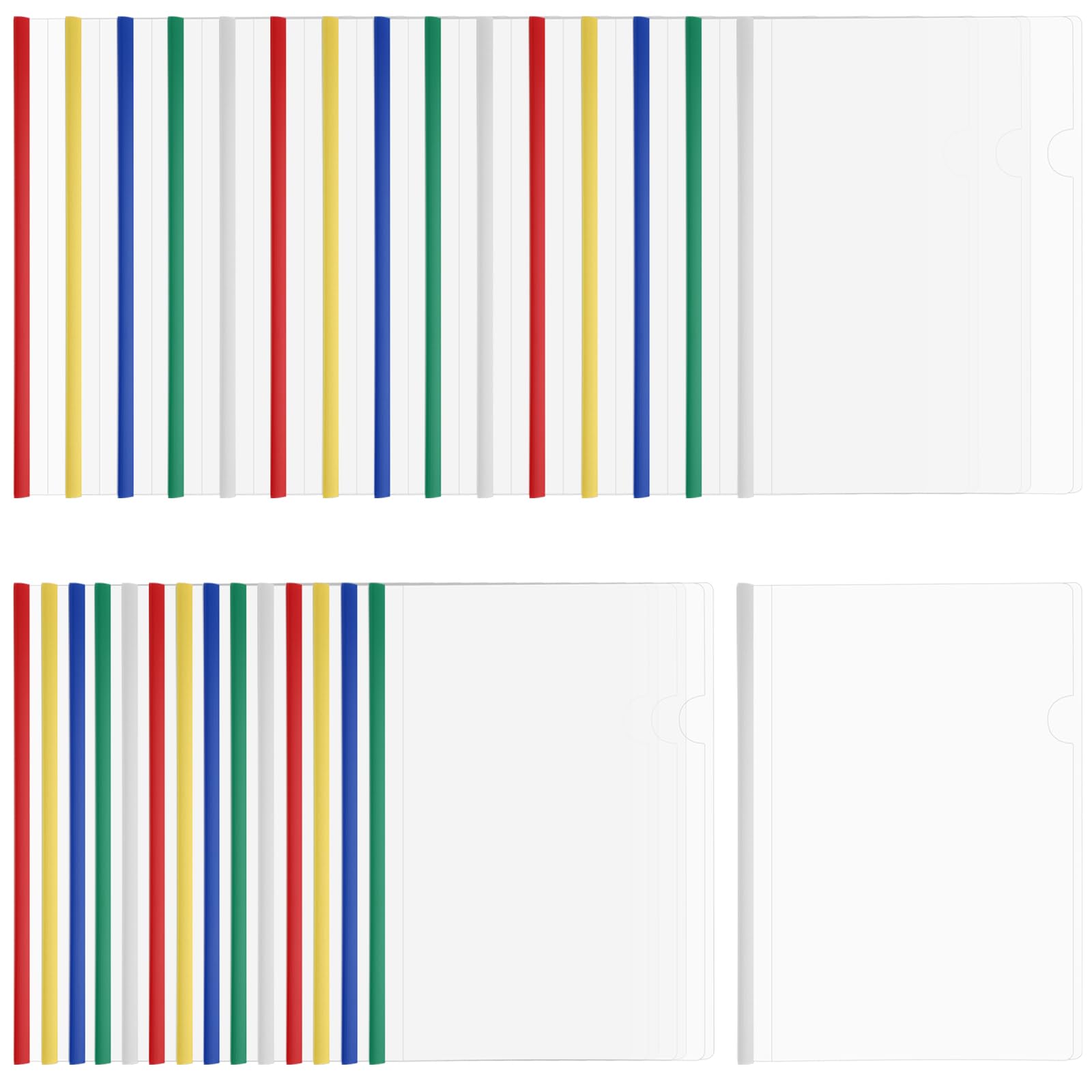 YUENPUN 30 PCS Translucent Report Covers with Sliding Bar, Plastic Slide Binder File Folder, A4 Clear Document Covers for Home, School, Office, 30.5 x 21.3cm