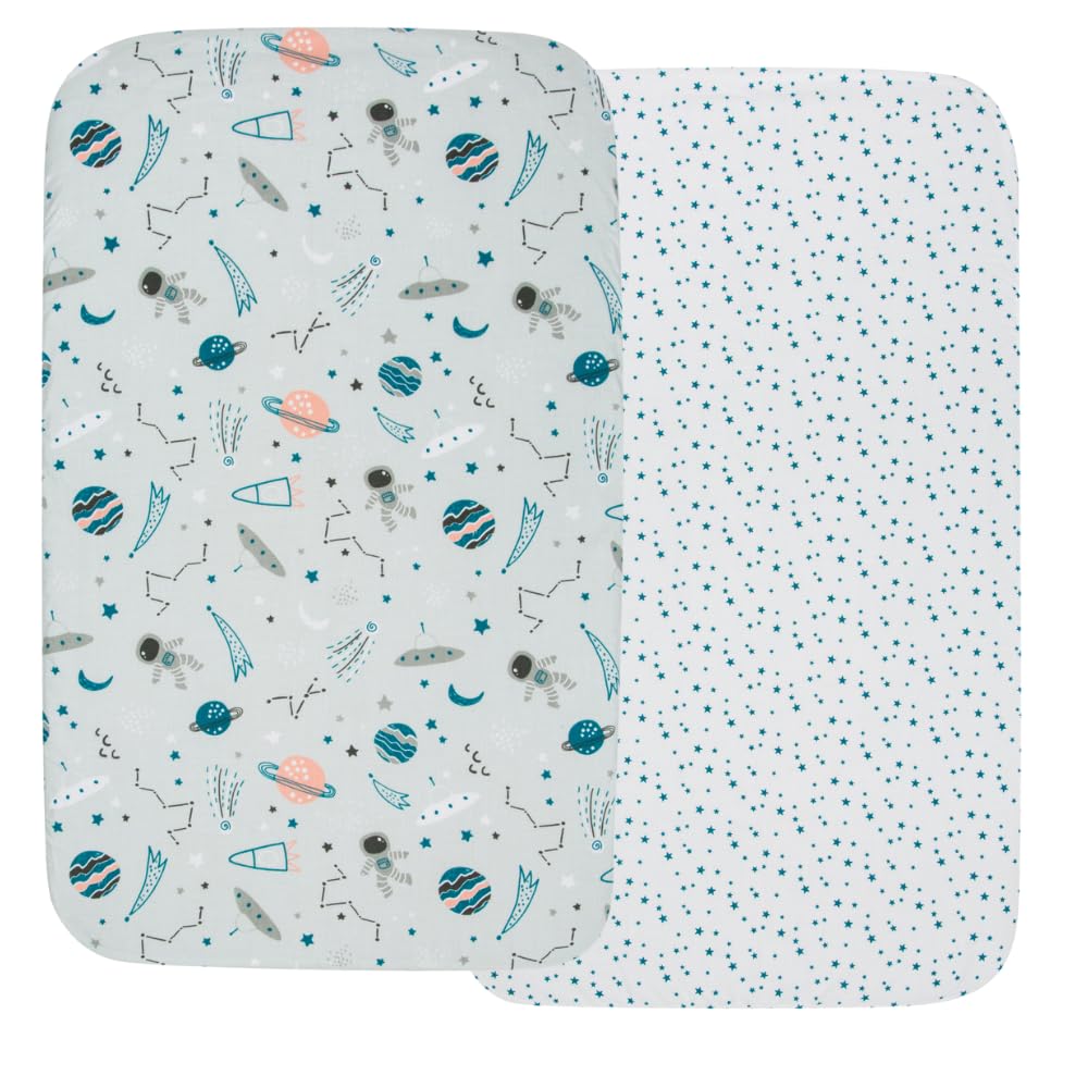 Flyideas 2-Piece Bedding Set for Cots and Cribs – 2 Cotton Fitted Sheets, 120x60 cm – Hypoallergenic, Soft, Breathable Baby Cot Sheets