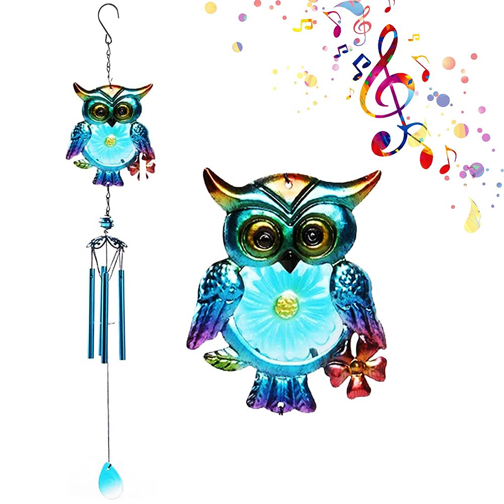 GRINY Outdoor Owl Wind Chimes Indoor Metal Tubes Music Windchimes for Room, Balcony, Window, Garden, Yard, Patio, Lawn Home Decor, Memorial Wind Chimes Gifts for Mom Grandma