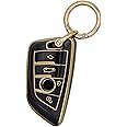 Elegananccy for BMW Key fob Cover Key Case Shell Rings for BMW 2 5 6 7 Series X1 X2 X3 X5 X6 X7 Premium Anti-dust Anti-Break Protection (Black)