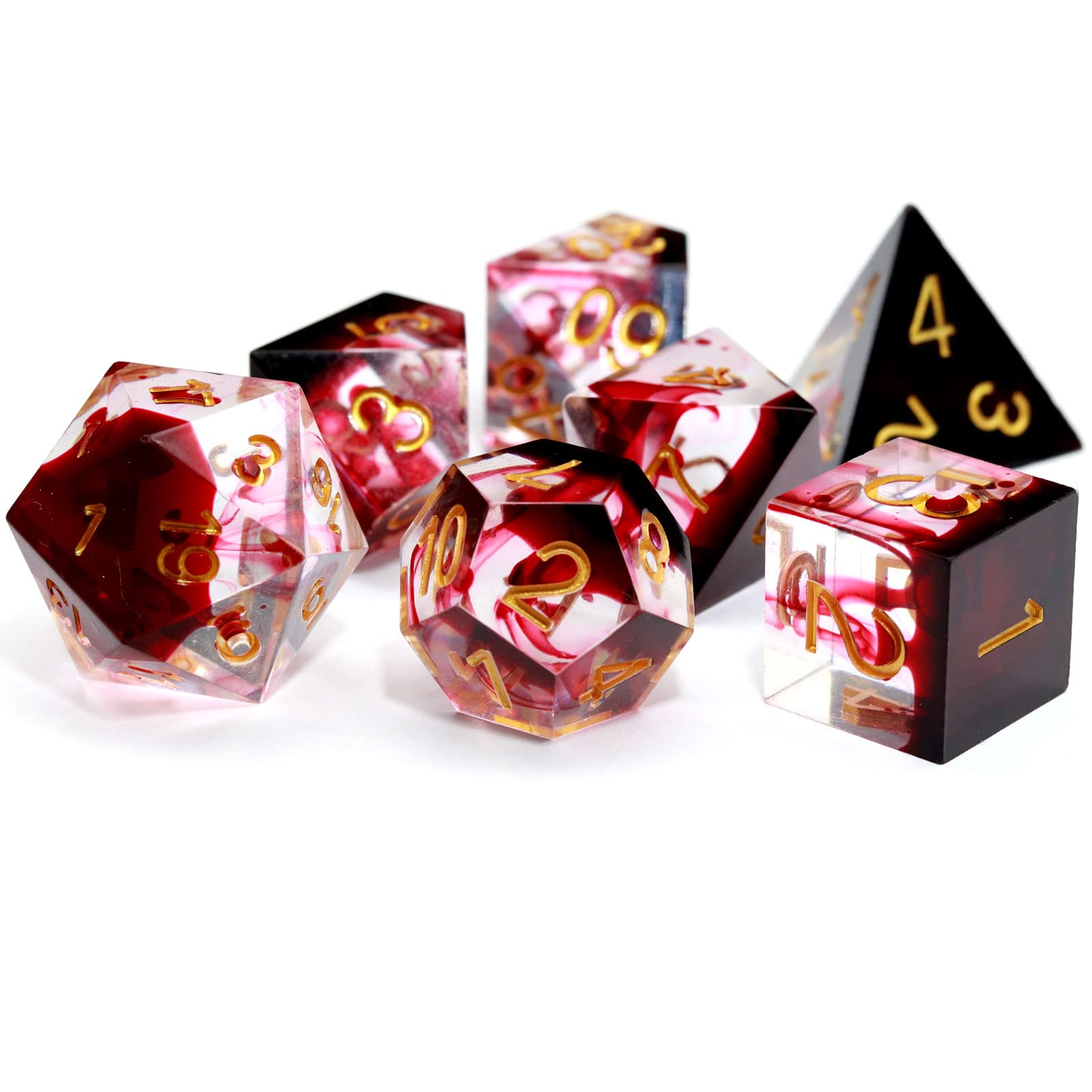 Haxtec DND Dice Set Sharp Edge Dice Set Red Swirls Resin Dice D&D Dice for Dungeons and Dragons DND Gifts — image 1