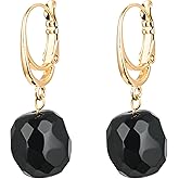 Black Onyx Drop Earrings Shape Gemstone Dangle Earrings Natural Gemstone Leverback Earrings