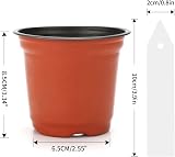KINGLAKE 50Pcs 10cm Plastic Plant Pots with 100 Pcs White Plant Labels view 2