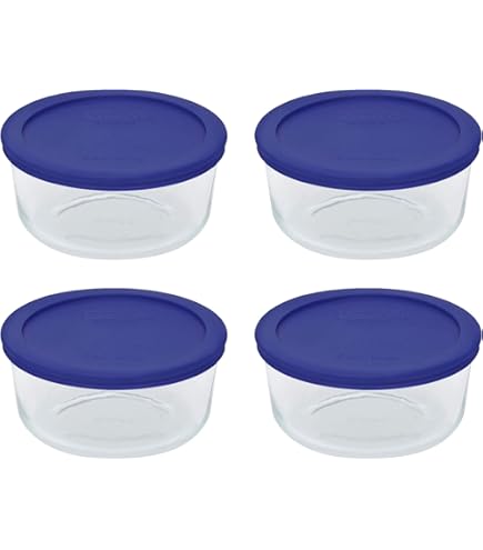 Amazon.com: Pyrex (3) 7200 2-Cup Glass Bowls with (3) 7200-PC Dark Blue & (3)  Orange Food Storage Replacement Lids - Made in USA: Home & Kitchen