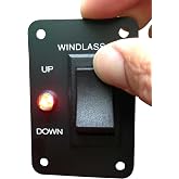 Marine Boat Anchor Windlass Winch Switch Aluminum Plate 2 Way LED Light