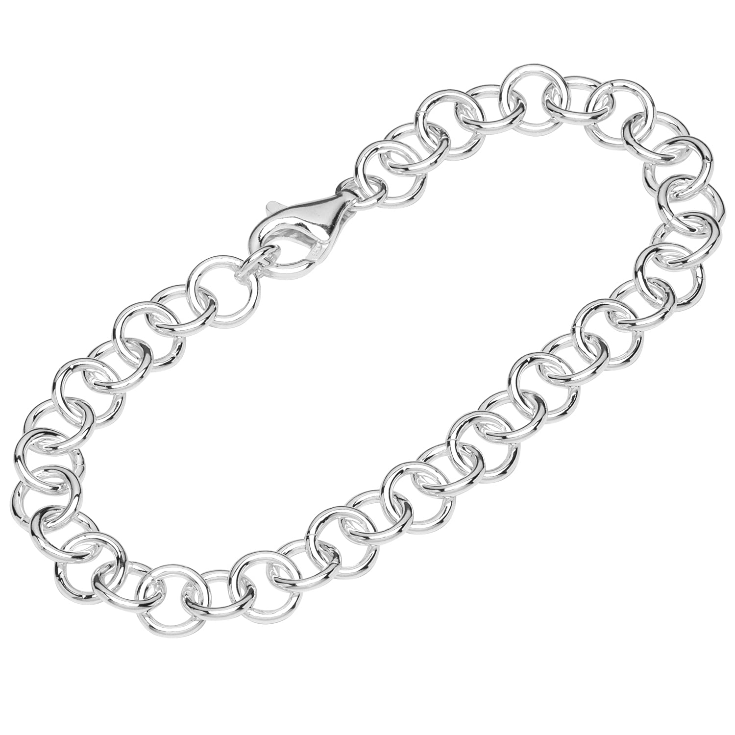 NKlaus bracelet 925 Sterling Silver 19cm anchorchain round ladies men Ambandkette 12691