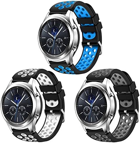 CreateGreat Compatible for Samsung Galaxy Watch 46mm,CreateGreat Gear S3 Soft Replacement Breathable Sport Bands with Air Holes and Quick Release Pin for Samsung Gear S3/Galaxy 46mm Watch(3Pack)