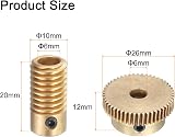 sourcing map 0.5 Module Worm Gear Set 50:1 Reduction Brass 6mm Hole Drive Gear view 2