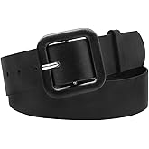 GNOLONG Vintage Ladies Leather Belts Waist Belt Classic Square Buckle for Dresses Jeans Pants