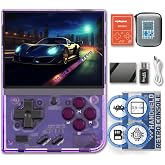 Miyoo Mini Plus Handheld Game Console with Portable Case Transparent Purple | 3.5-inch 640*480 Screen 3000mAh Miyoo-mini+ Hand-held Retro Video Games Emulator OOS V4.3 64