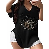 Kokaaee Plus Size Graphic Tees for Women - 1X-4X T Shirts Oversized Tshirts V Neck Loose Fit Summer Short Sleeve Top