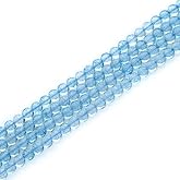 Adabele 15 Inch Natural Blue Crystal (Imitation Topaz) Gemstone Beads 6mm Faceted Flat Round Coin Gem Stone Spacer (65-69pcs) for Jewelry Making GZ13-13