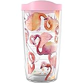 Tervis Flamingo Splash Made in USA Double Walled Insulated Tumbler Travel Cup Keeps Drinks Cold & Hot, 16oz, Classic