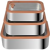 Pulreiush 3pcs Stainless Steel Food Storage Container Set With Lids - Easy Clean, Smell-Proof, Airtight & Leakproof Containers - 3Sizes (21oz/42oz/70oz) - 304 Stainless Steel
