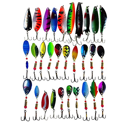 APG Lot 30pcs Colorful Metal Fishing Lures Minnow Poper Baits Tackle Crankbait Assorted Fish Hooks