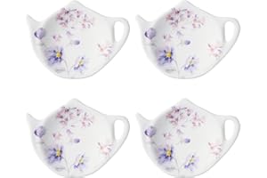 Supreme Housewares Lavender Tea Bag Holders, Teapot Shaped Tea Bag Coasters Spoon Rests Saucer Seasoning Dish Set, Purple, 4 x 3 Inch, Set of 4