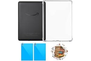 TOSOUATOP 4 in 1 Clear Case with 2 Screen Protector and 50 Sticker for Kindle Paperwhite 12th Gen 2024 (7") & Kindle Colorsoft Signature Edition (7"),【All-Around Protection】【Light Weight】【Anti-Scratch】