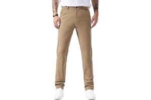 Plaid&Plain Men’s Slim Fit Khaki Pants Men’s Tapered Chino Pants