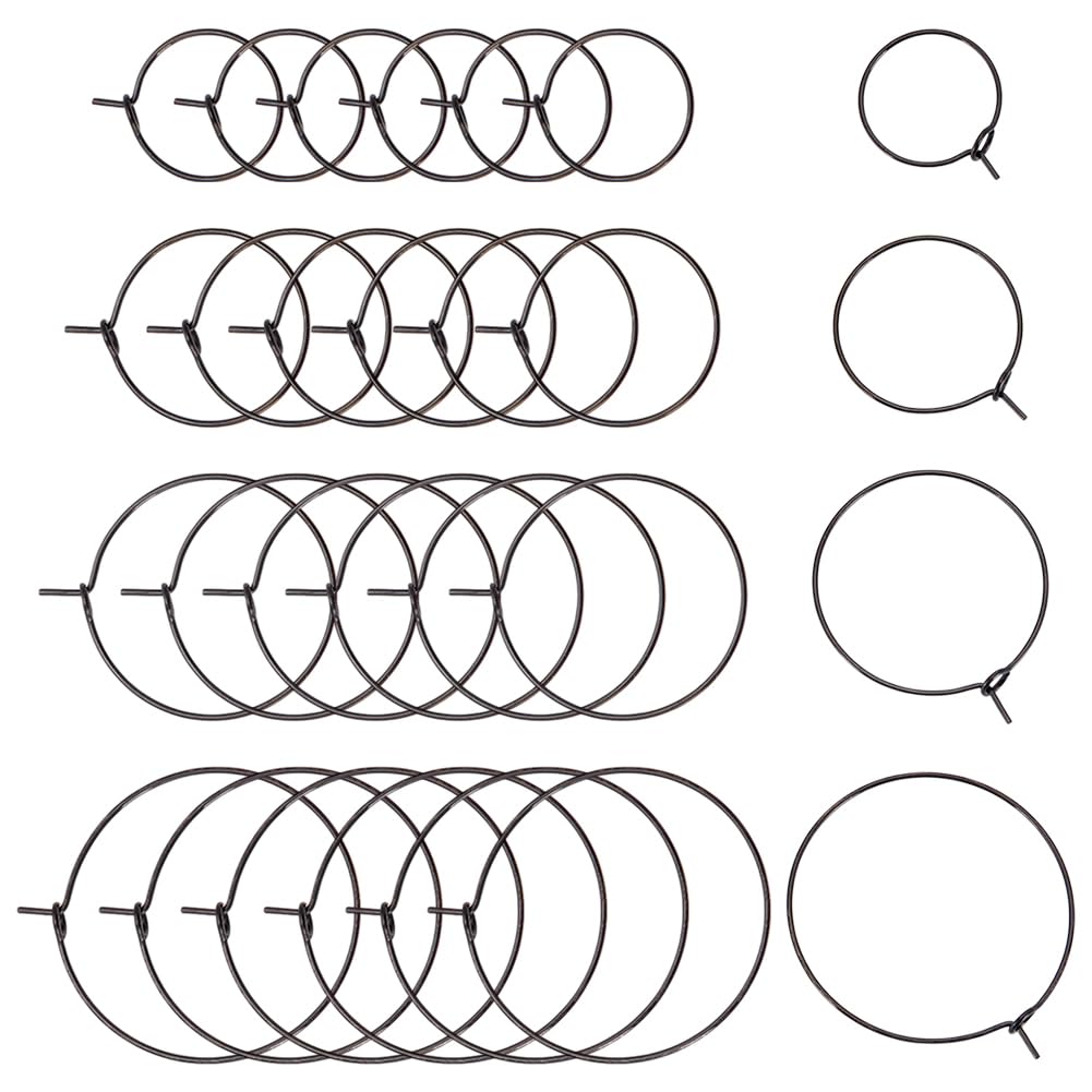 UNICRAFTALE 40pcs 4 Sizes Round Hoops Earrings Wire Beading Hoop Rings Ear Wines Hoops Open Earring Beading Hoop for DIY Jewelry Making 16/21/25/30mm