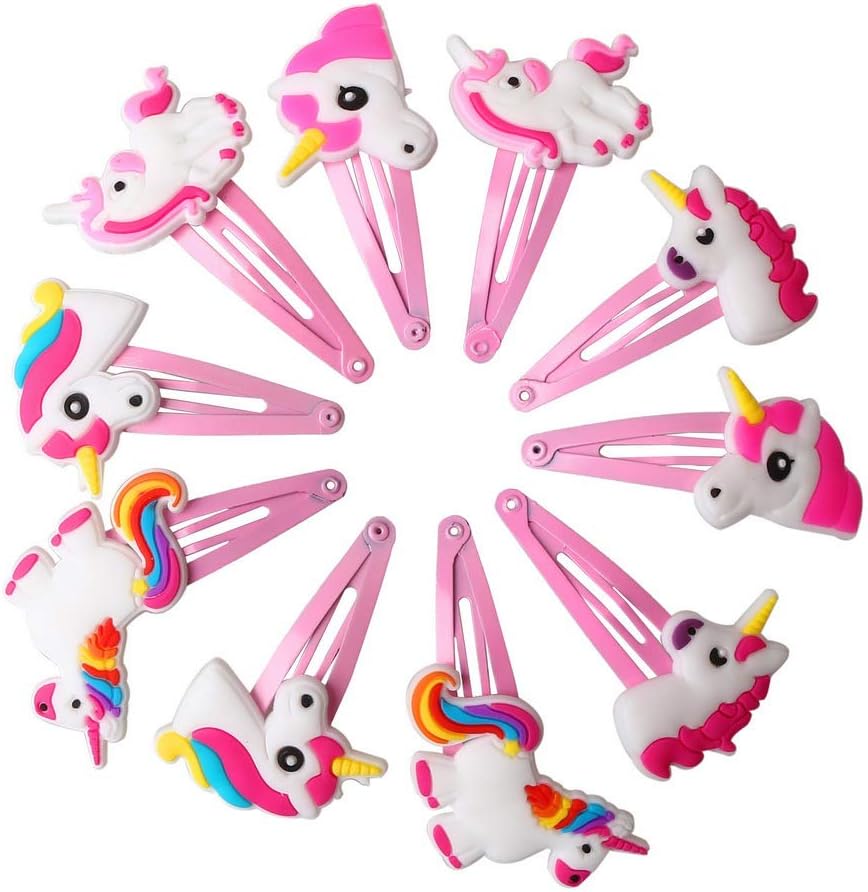 kuou 10 Pieces Unicorn Hair Clips, Cute Unicorn Hair Barrettes Hairpins