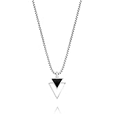 Galis Mens Necklace - Premium Stainless Steel Silver Chain Necklace for Men, Non Tarnish, Chains For Men, Triangle, Cross, Black Enamel, Compass Pendant, Stylish Jewelry - Gifts for Him 24